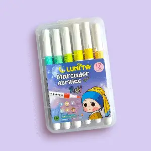 Set de 12 Marcadores Acrílicos Pastel LUNITA Punta Pincel