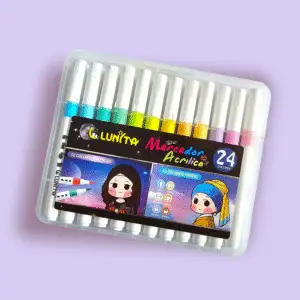 Set de 24 Marcadores Acrílicos LUNITA (12 Intensos y 12 Pastel)