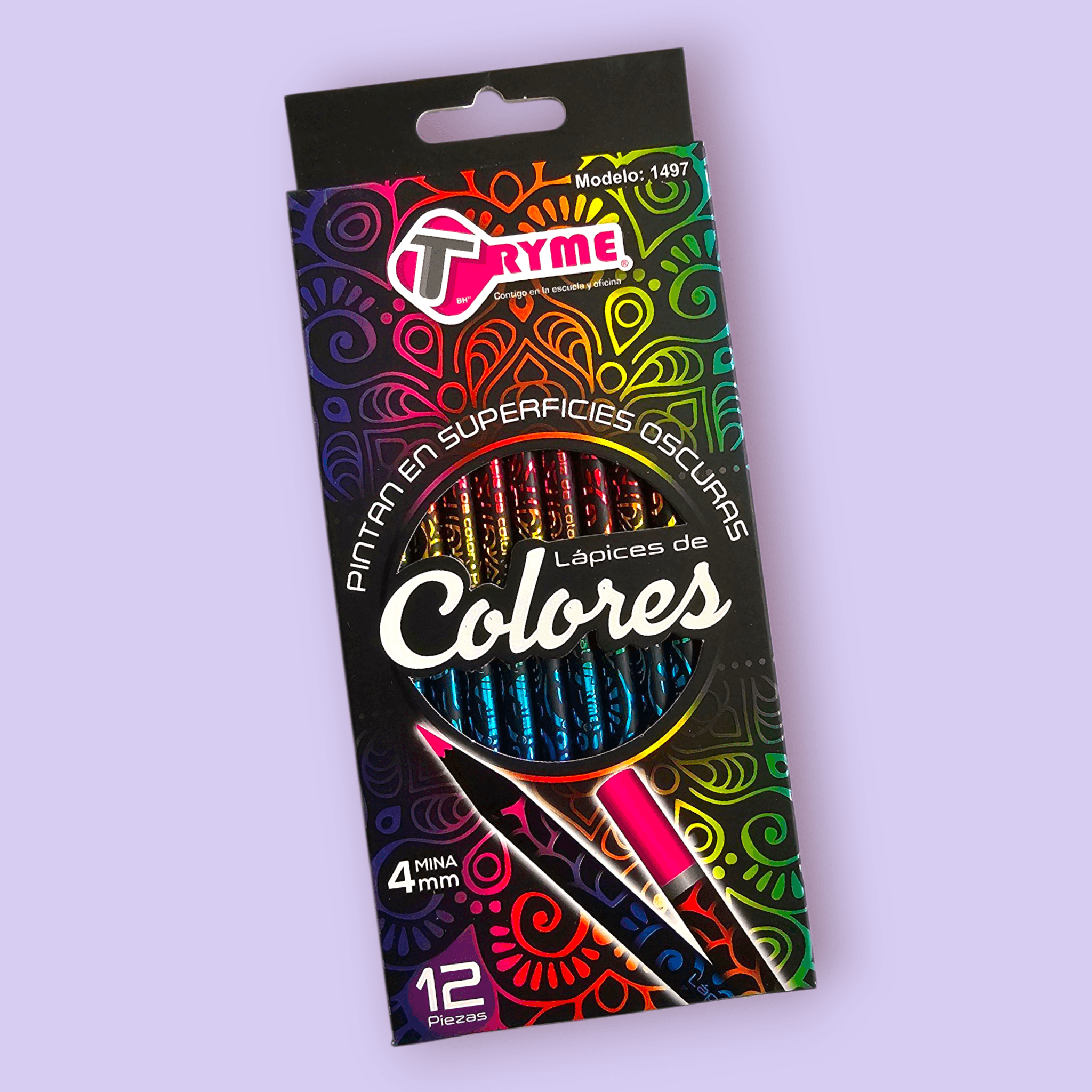 Photoroom-20251111_153208_1 Set de 12 Lápices de Colores TRYME de alta opacidad para pintar en superficies oscuras. Mina de 4mm